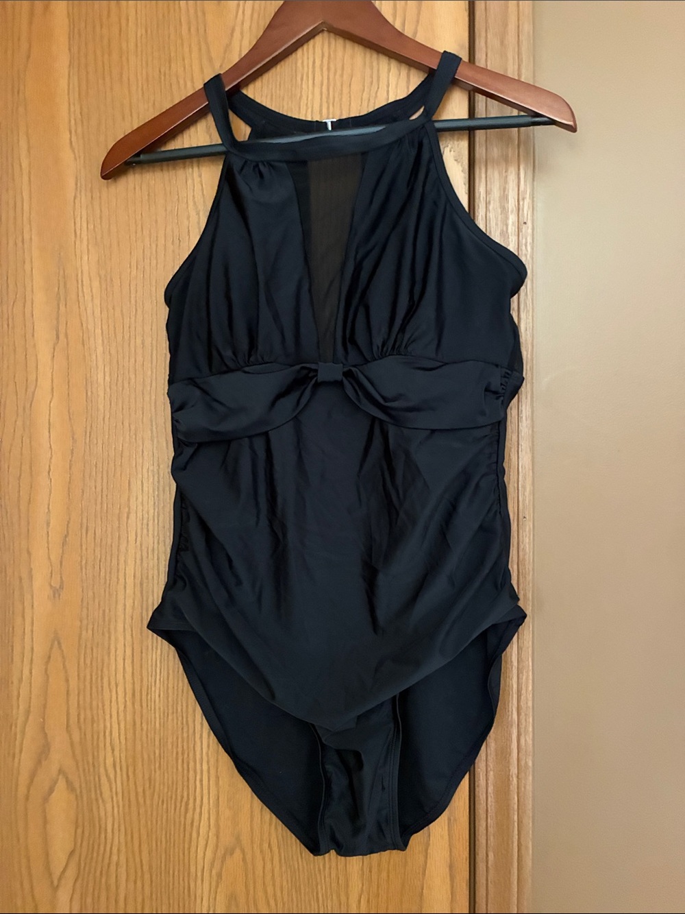 Black One-Piece Swimsuit with Halter Neck